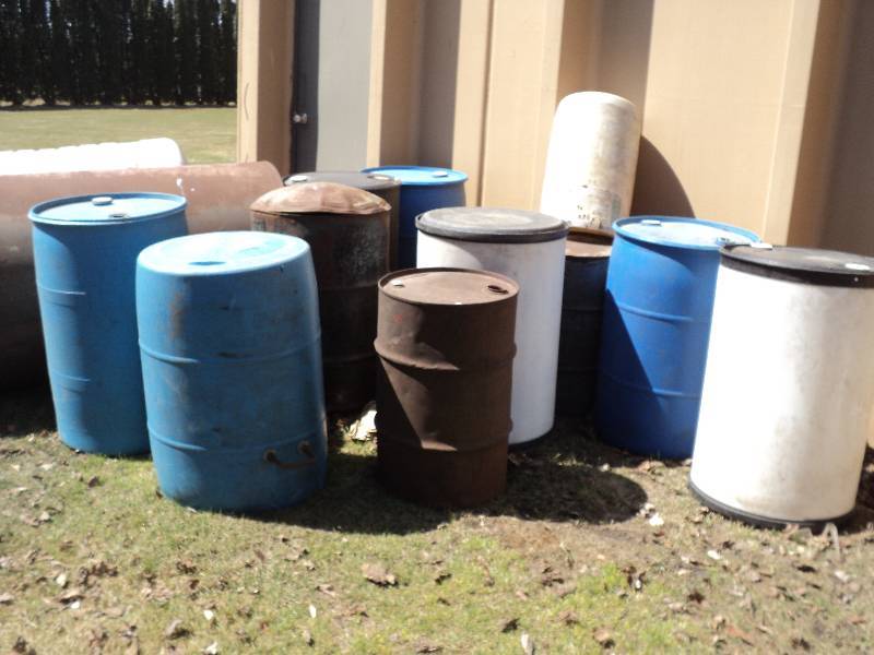 12  barrels metal and plastic...