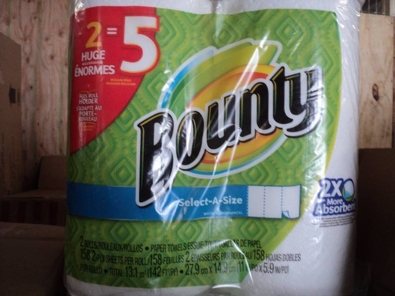 12 rolls of Bounty paper towels...