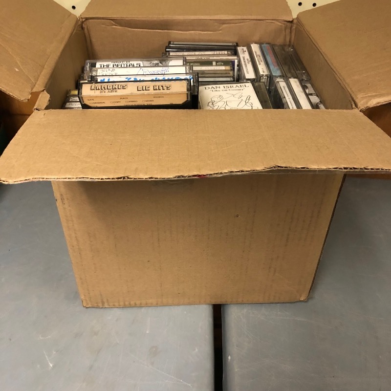 lot 24 image: Big Box of Cassettes Tape - MixTapes - Husker Du - Dan Israel - Ramones