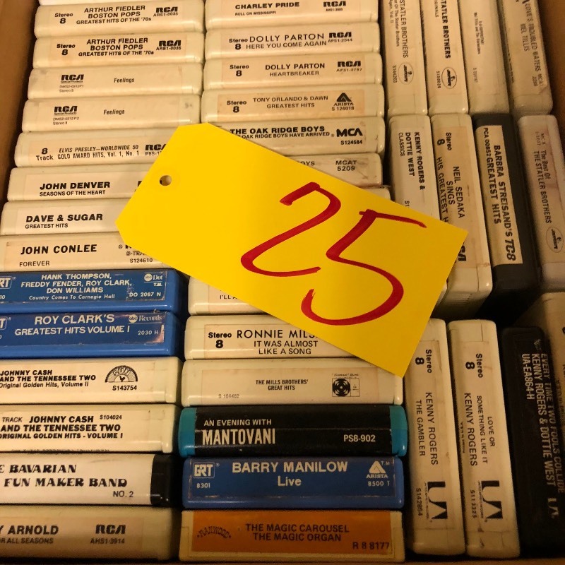 lot 25 image: Lot of 8 Track Tapes - Johnny Cash - Dolly Parton - Loretta Lynn