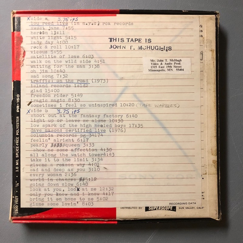 lot 79 image: Box full of Reel to Reel Tapes - Lou Reed - Miles Davis - John Lee Hooker - Zappa