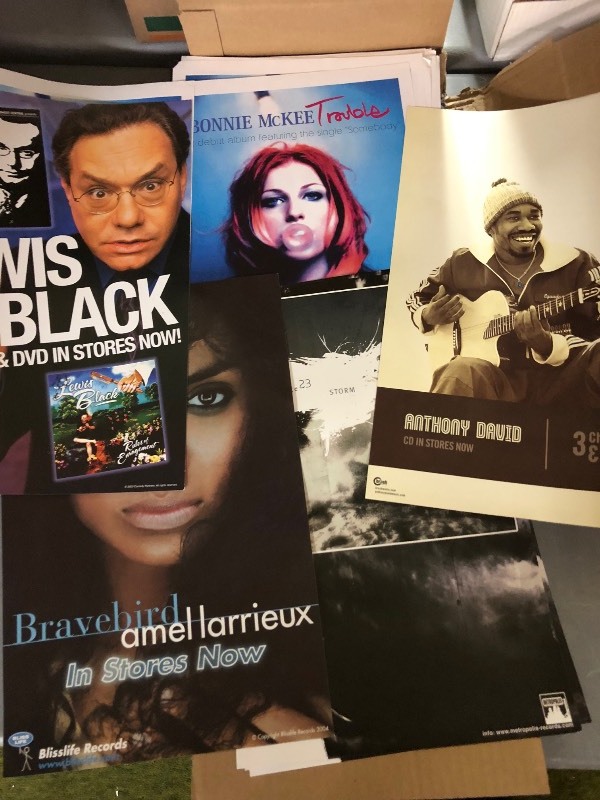 lot 81 image: Box full of Promo Mini Posters - Lewis Black - Anthony David -