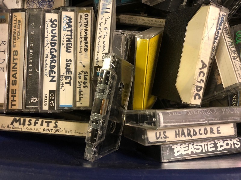 lot 97 image: Tub full  of Tapes - Cassettes - Bootlegs - MixTapes - Demos - Beastie Boys - Misfits - The Jam