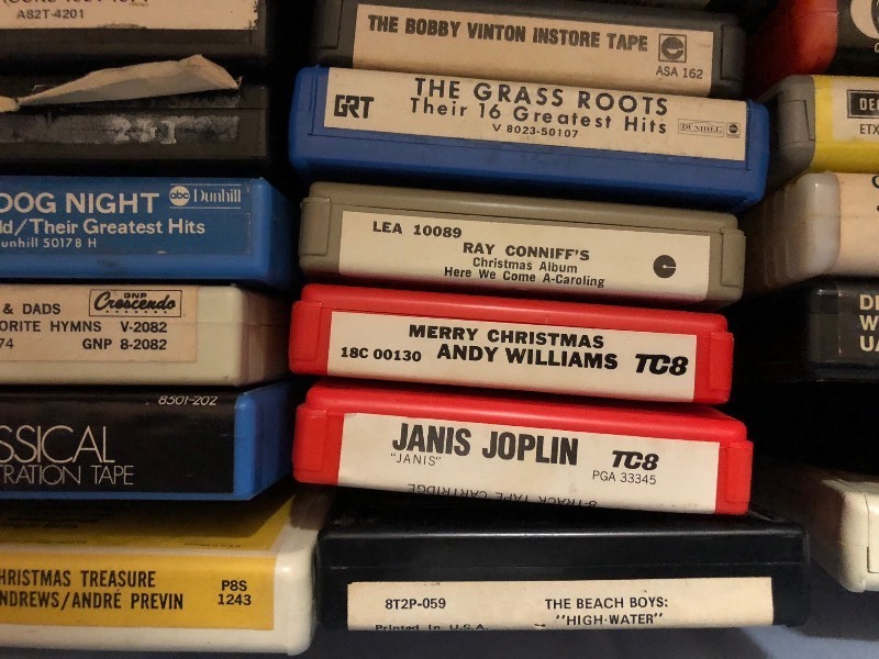 lot 113 image: Tub of 8 Track Tapes - Rolling Stones - Janis Jopin
