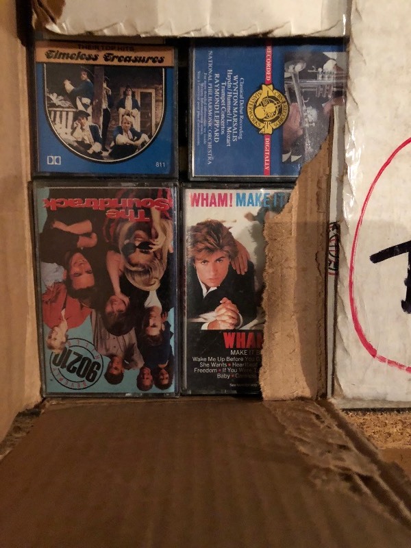 lot 122 image: One Box of 8 Tracks & One Box of Cassette Tapes - WHAM