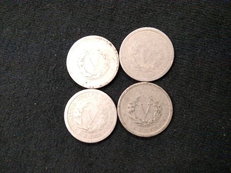 (4) V Nickels, Various Years...