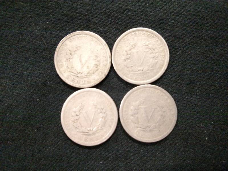 (4) V Nickels, Various Years...