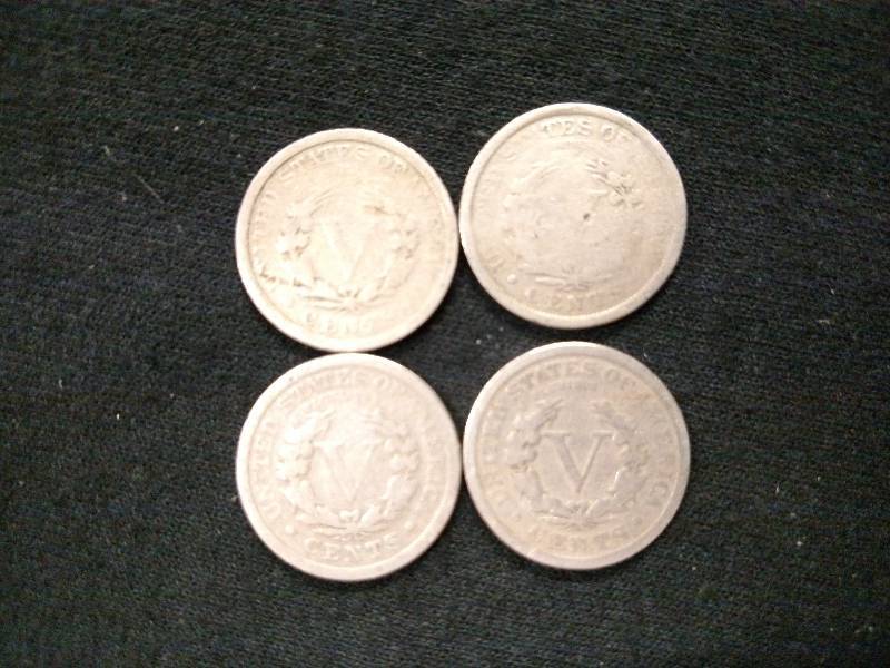(4) V Nickels, Various Years...