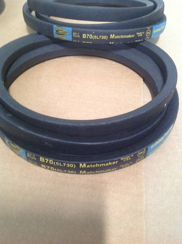 5 - Purolator - 20 X 20 X 1 - Air Filters and a Scotts Hand Spreader, 6- Good Year Belts