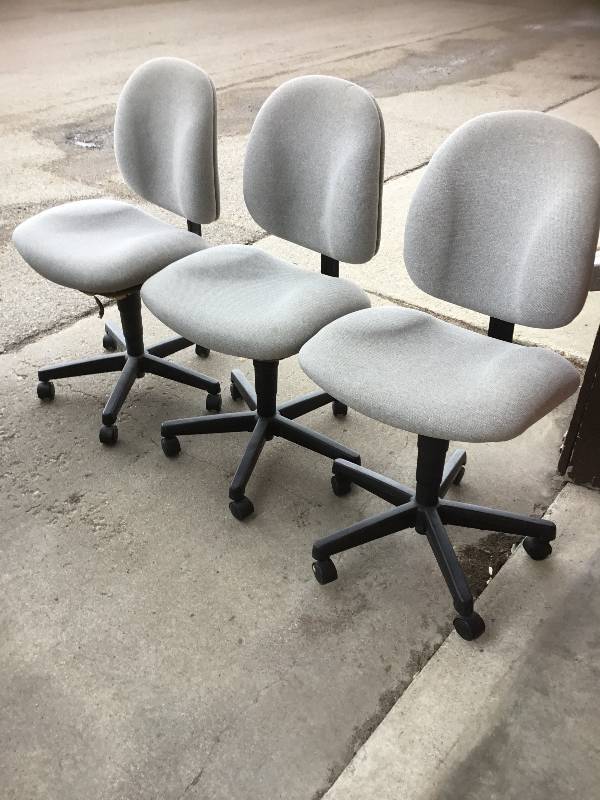 Three Grey Adjustable Office Chairs - Used