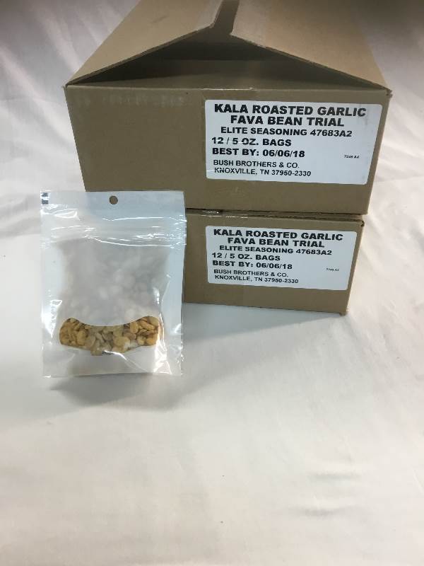 3 boxes of Kala Roasted Garlic Fava Bean Trail - 36, 5 oz Bags