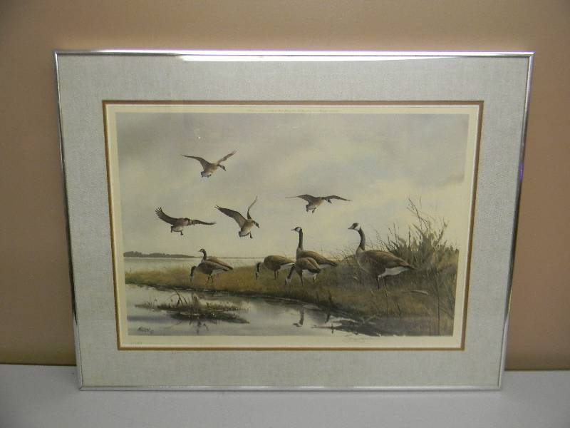 lot 5 image: GEESE JIM KILLEN RETIRED PRINT - RARE - SIGNED - PROFESSIONALLY FRAMED - APPROX 33 BY 25 - SEE PICTURES