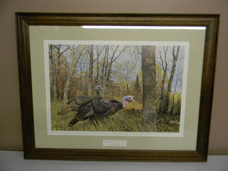 lot 6 image: A NOBLE PAIR-WILD TURKEYS BY LEE LE BLANC - 243 OF 580 - SIGNED - APPROX 35 BY 27 - SEE PICTURES