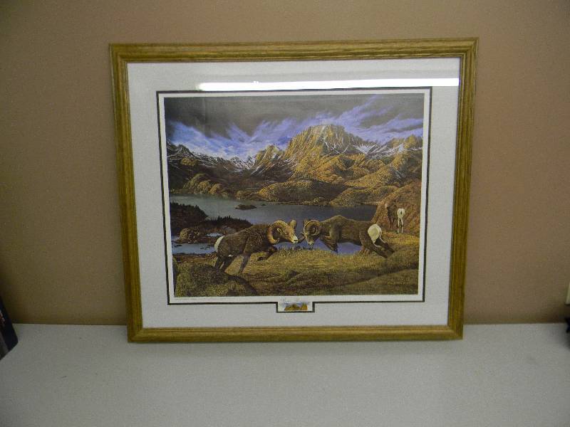 lot 16 image: RAMS THUNDER BY LlOYD HOVLAND - SIGNED WITH COA - 118 OF 850 - PROFESSIONALLY FRAMED - APPROX 36 BY 31 - SEE PICTURES