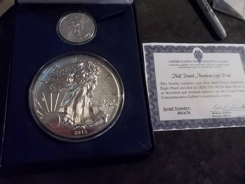 2015 Silver Eagle Set 2 Coins Half Lb. & One Oz.