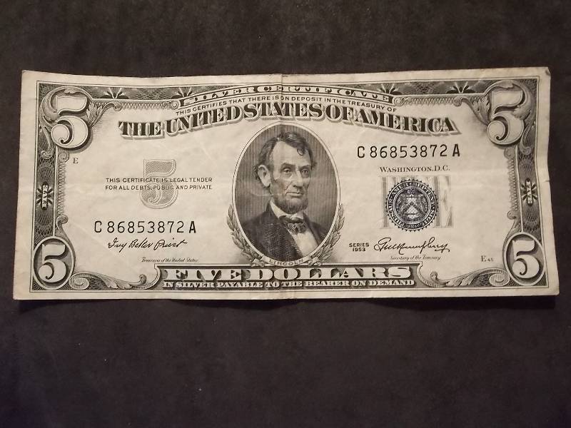 Five Dollar Silver Certificate 1953 Series
