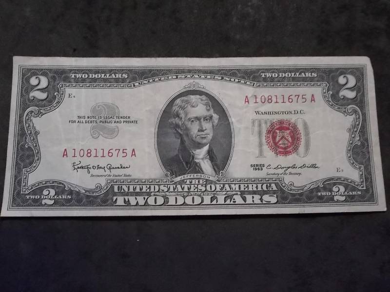 2 Dollar US Note Red Seal Series 1963