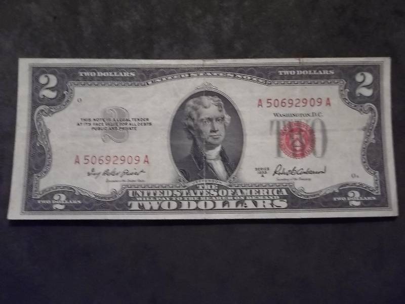 2 Dollar US Note Red Seal Series 1953A