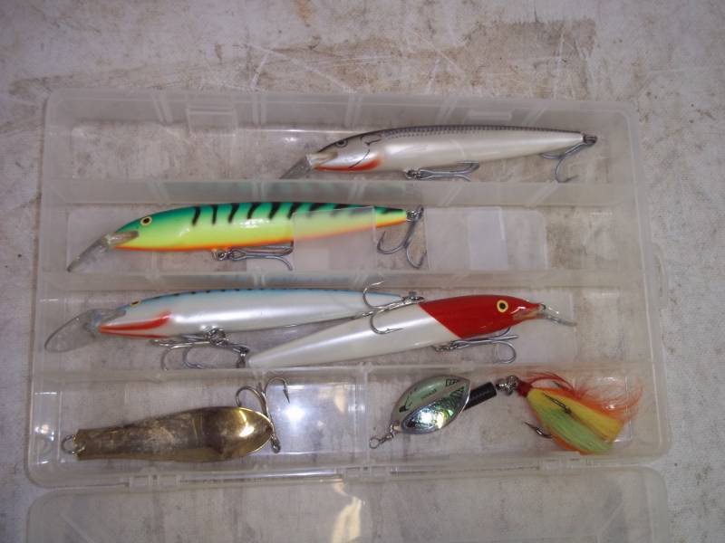 lot 50 image: Large Fishing Lures with Box Rapala and others