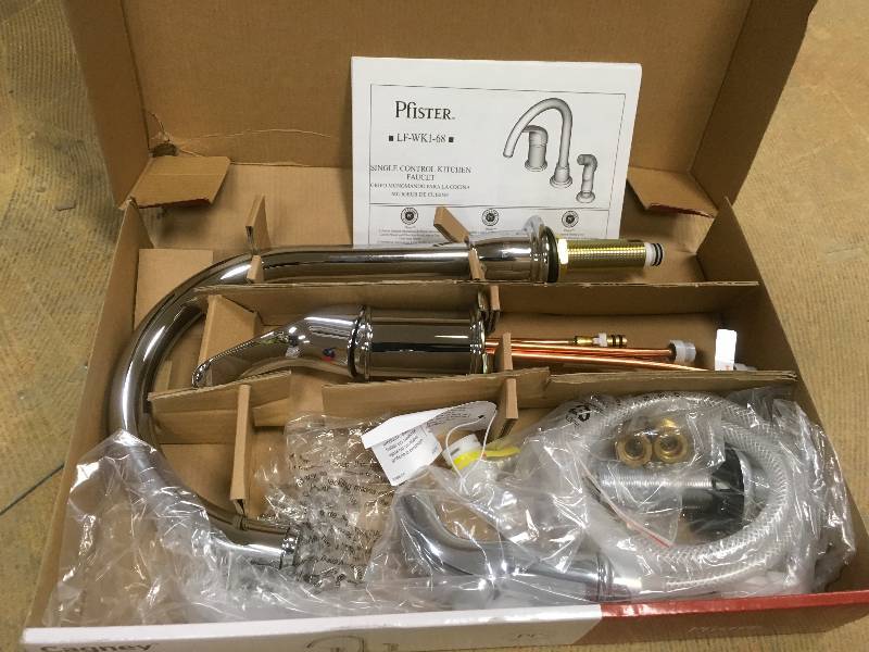 Pfister Cagney Single-Handle Standard Kitchen Faucet with Side Sprayer in Polished Chrome not used