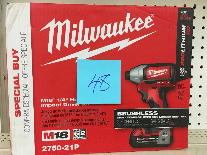 Milwaukee        M18 18-Volt Lithium-Ion Brushless Cordless 14 in. Compact Impact Driver Kit W (1) 2.0Ah Battery, Charger & Tool Bag New