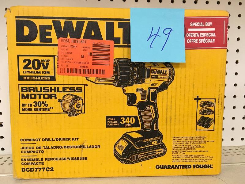 Dewalt 20-Volt MAX Lithium-Ion Cordless Brushless Compact Drill Driver with (2) Batteries 1.3Ah, Charger and Bag new