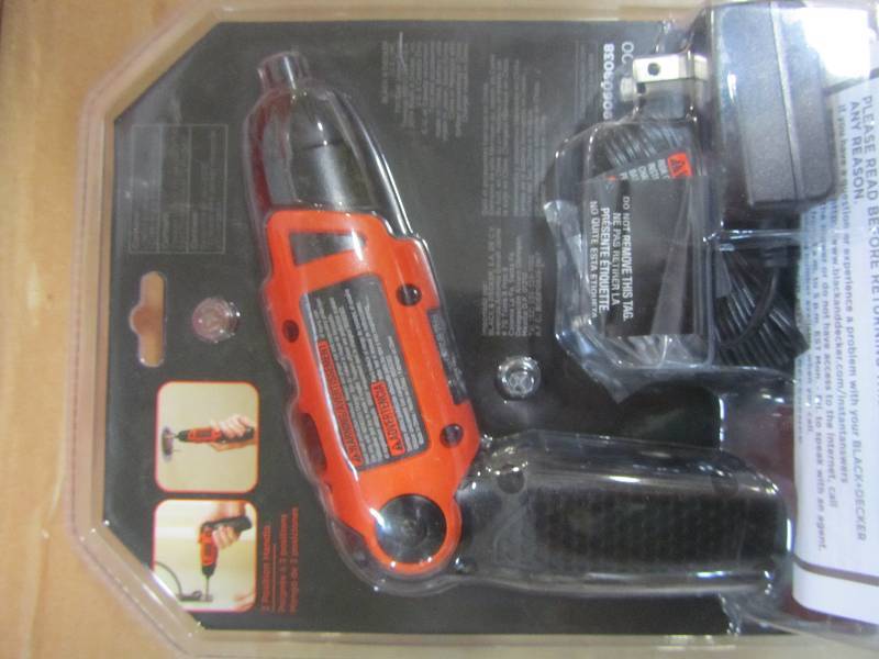 lot 9 image: BLACKDECKER 3.6-Volt Lithium-Ion Cordless Rechargeable 14 in. 3-PositIon Cordless Rechargeable Screwdriver with Charger