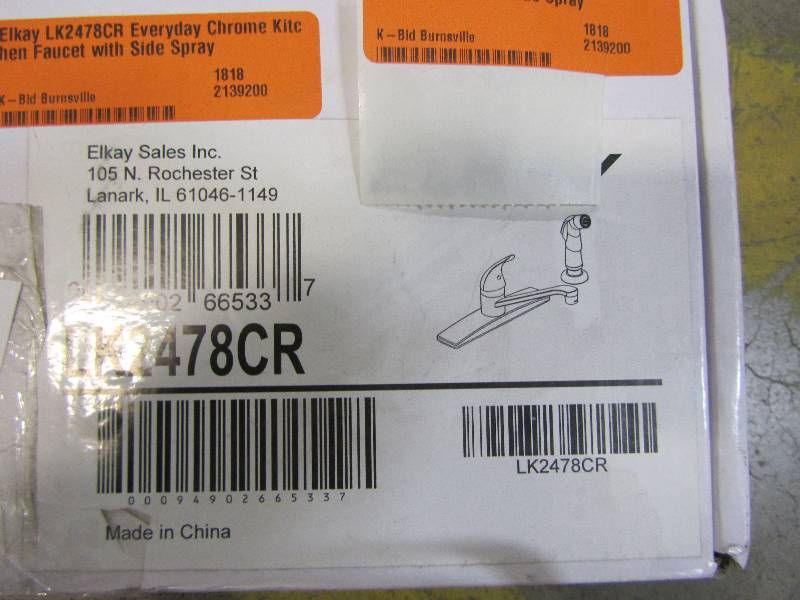 lot 46 image: Elkay LK2478CR Everyday Chrome Kitchen Faucet with Side Spray