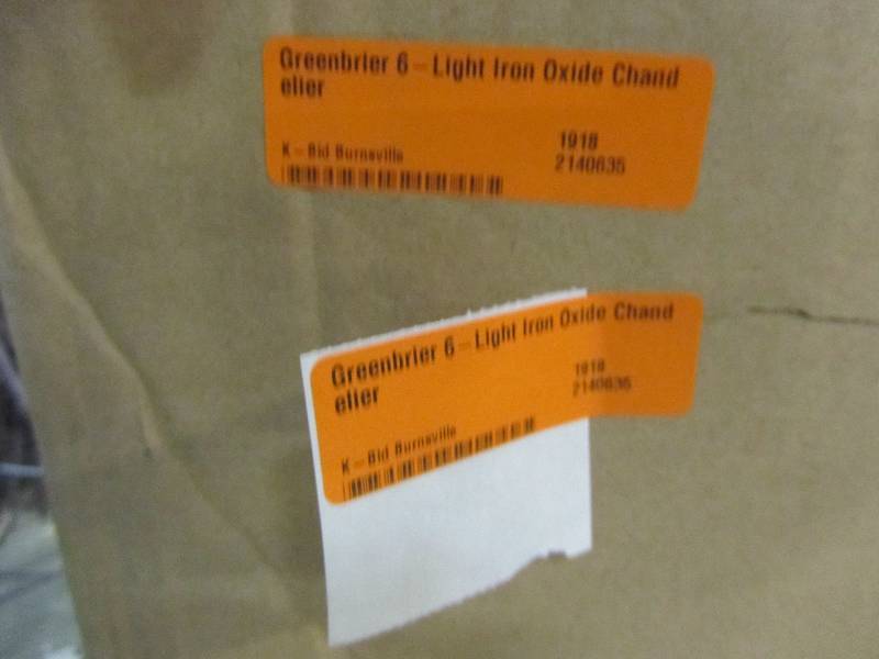 lot 84 image: Feiss Greenbrier 6-Light Iron Oxide Chandelier
