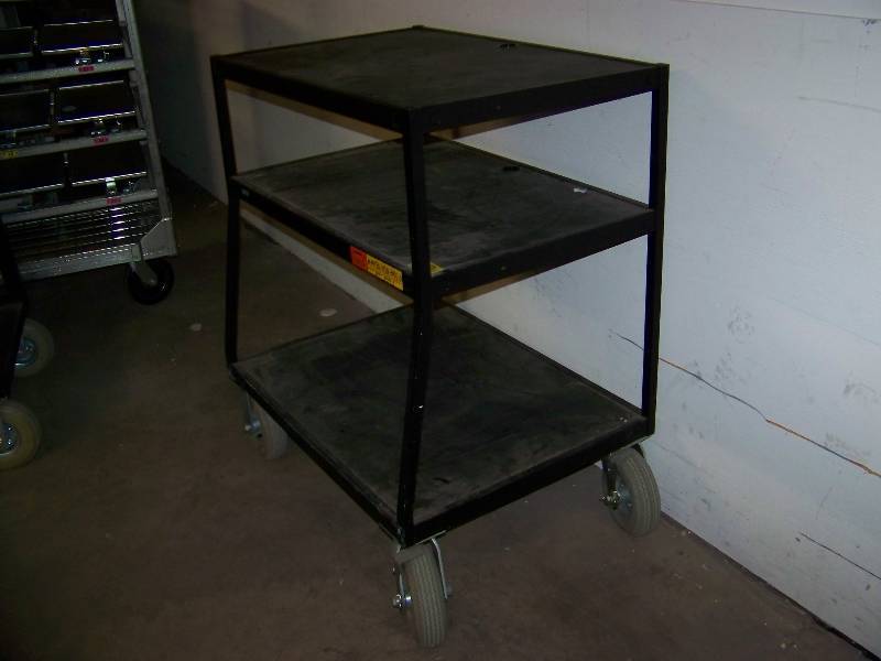 lot 12 image: General Use, Metal, Rolling 3-Shelf Utility Cart