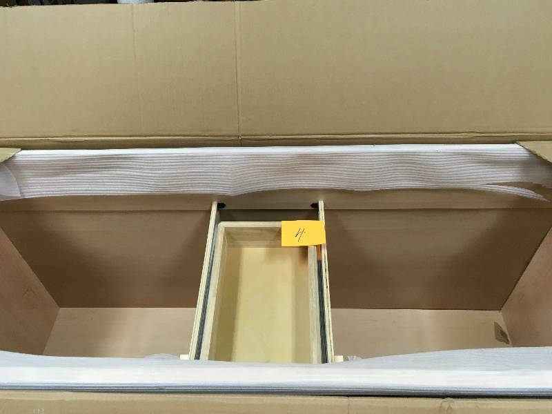 lot 4 image: Foremost Naples 60 in. W Bath Vanity Cabinet Only in Warm Cinnamon for Double Bowl not used
