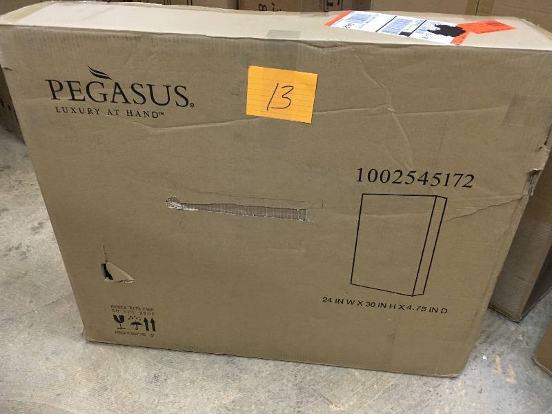 lot 13 image: Pegasus 24 in. W x 30 in. H x 5 in. D Frameless Recessed or Surface-Mount Bathroom Medicine Cabinet with Beveled Mirror not used