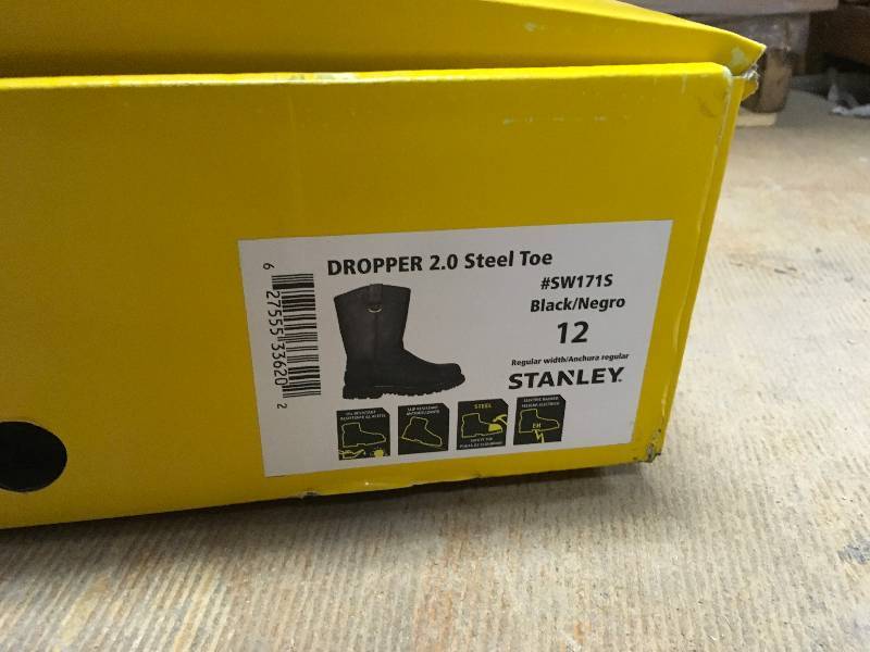 lot 30 image: Stanley Dropper 2.0 Men 12 in. Size 12 Black Leather Steel Toe Wellington Work Boot not used