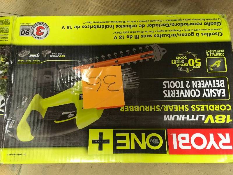 lot 36 image: Ryobi 18V Cordless ShearShrubber not used
