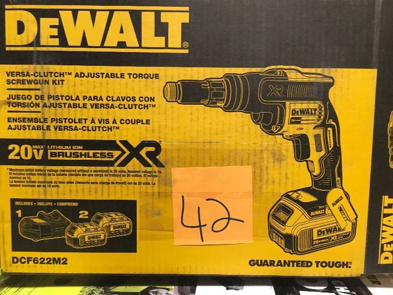lot 42 image: DEWALT 20-Volt MAX 4.0Ah XR Lithium Ion Cordless Versa-Clutch Adjustable Torque not used