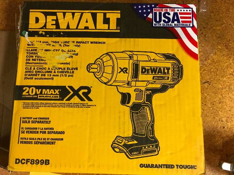 lot 46 image: Dewalt 20-Volt Max XR Lithium-Ion 12 in. Cordless Impact Wrench Kit with Detent Pin Anvil (Tool-Only) not used