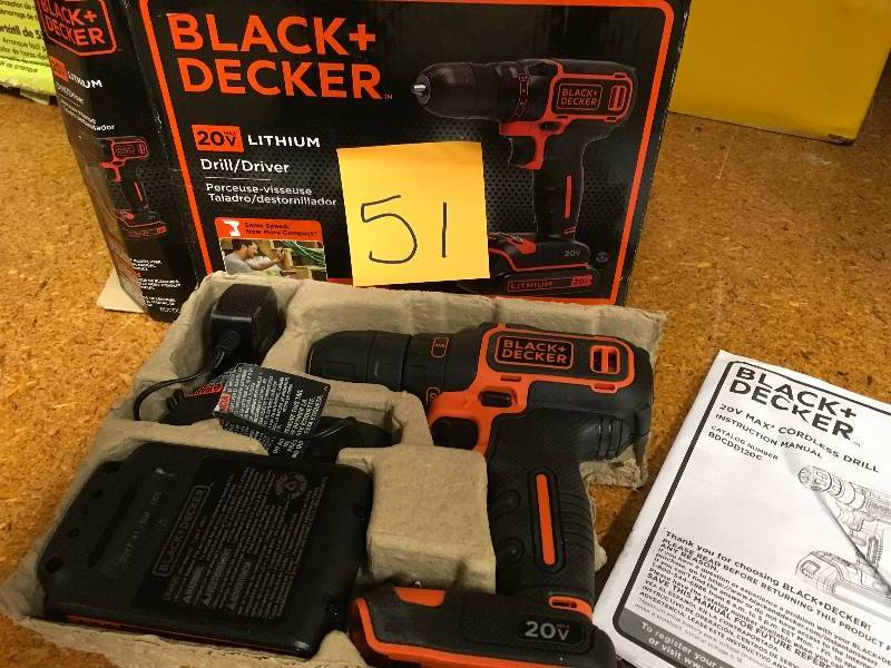 lot 51 image: Black and Decker 20V lithium Drill Driver not used