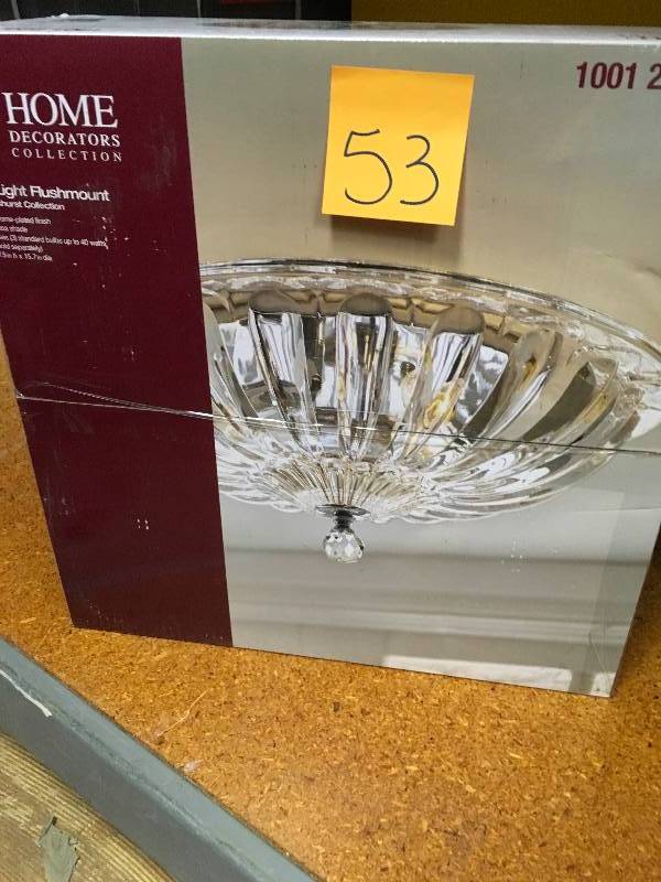 lot 53 image: Home Decorators Collection Parkhurst Collection 3-Light Flushmount 22943-HBU not used