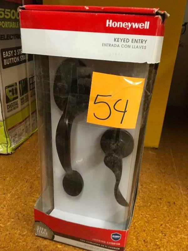 lot 54 image: Honeywell Wave Entry Door Handle and Deadbolt Set in Oil Rubbed Bronze