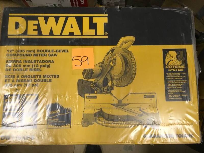 lot 59 image: Dewalt 15 Amp 12 in. Double-Bevel Compound Miter Saw with XPS Light not used