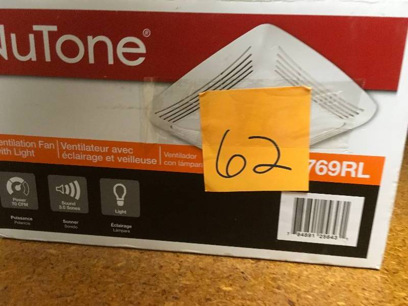 lot 62 image: NuTone-70-CFM-bathroom-ventilation exhaust fan not used