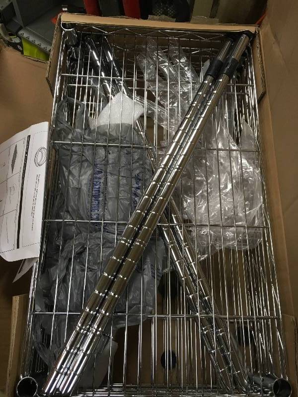 lot 92 image: Mind Reader 48 in. H x 24 in. W x 12 in. D 4-Shelf Metal Heavy Duty Shelving Unit not used