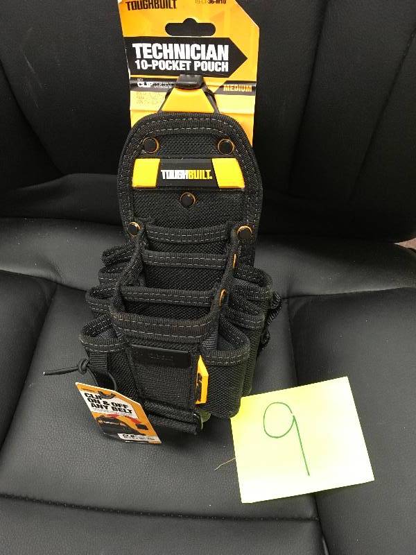TOUGHBUILT 5.75 in. Technician Medium Tote with 10 Pockets in Black slightly used