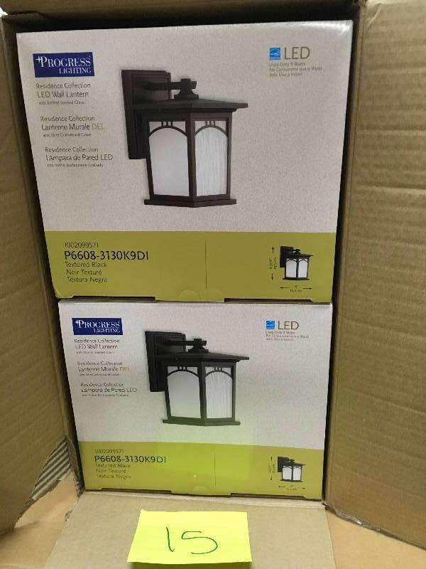 Progress Lighting Residence Collection 1-Light Outdoor 6 Inch Textured Black LED Wall Lantern new