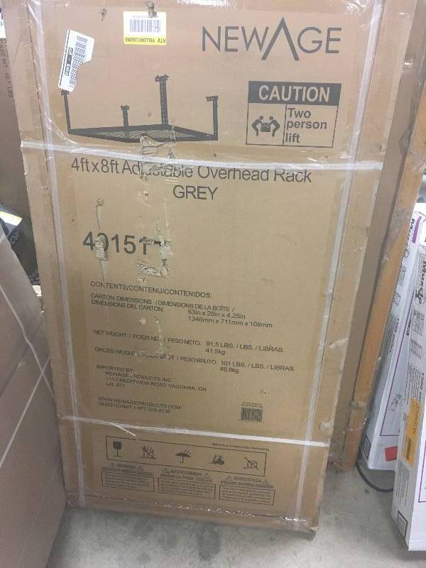 New Age 4ft x 8ft Over head Rack GREY in good condition
