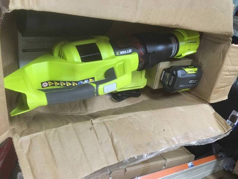 Ryobi Reconditioned 110 MPH 480 CFM 40-Volt Lithium-Ion Cordless Jet Fan Leaf Blower - 3.0 Ah Battery and Charger Included in working conditions