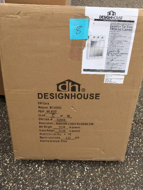 Design House 532374 White Concord 24 Framed Triple Door Mirrored not used