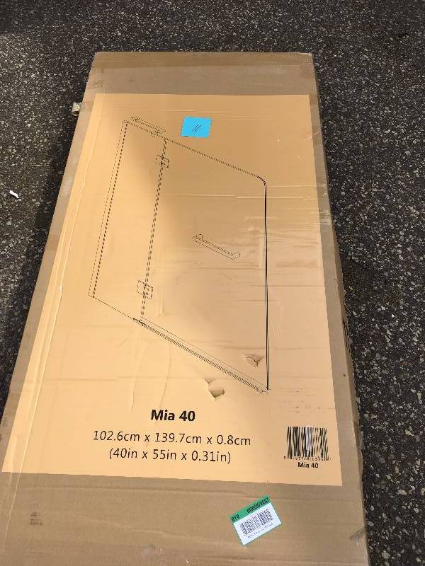 Schon Shower Enclosures Mia 40 in. x 55 in. Frameless Hinge TubShower Door not used