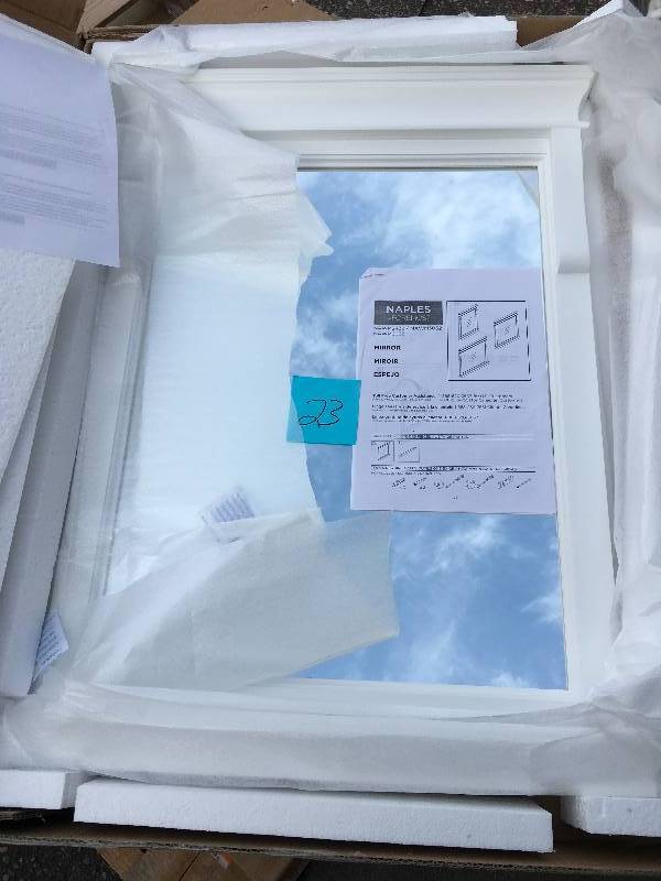 Foremost Naples 24 in. x 32 in. Single Framed Wall Mirror in White not used