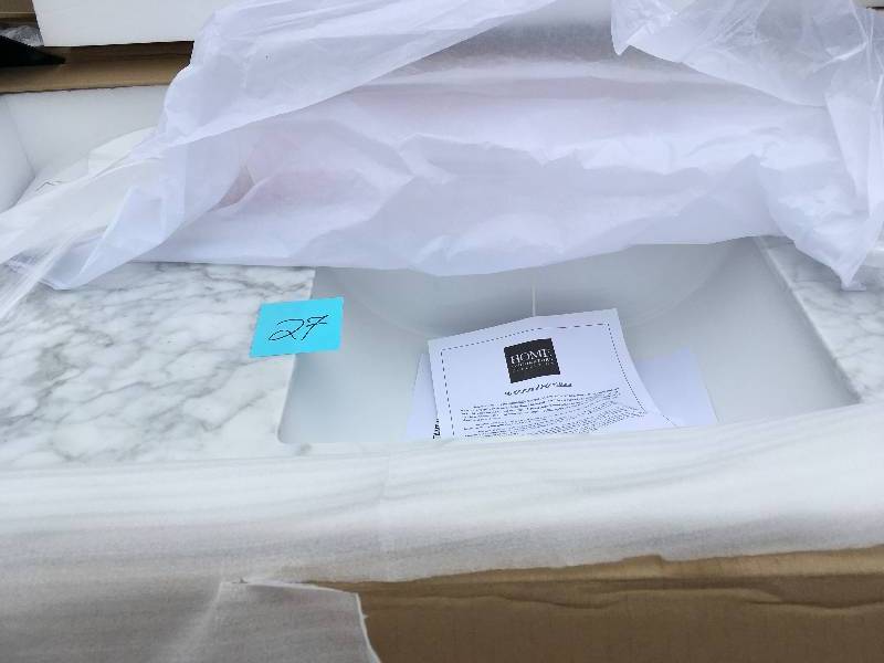 Home Decorators Sonoma 36 in. W x 22 in. D Bath Vanity in Pebble Grey with Natural Marble Vanity Top in White not used